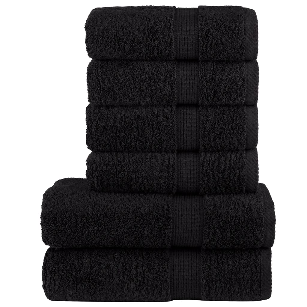 SOLMERE 6 Piece Premium Towel Set Black 600 gsm
