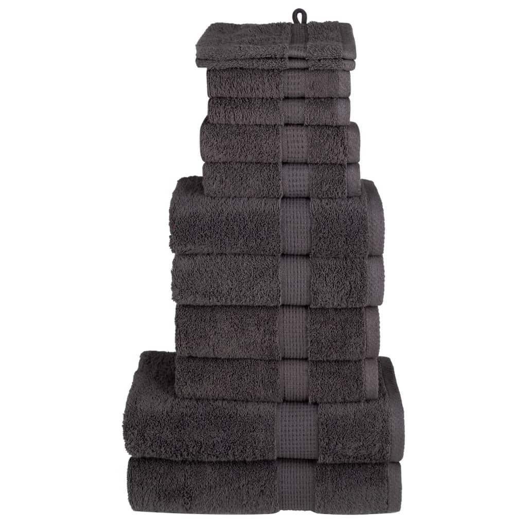 SOLMERE 12 Piece Premium Towel Set Anthracite 600 gsm