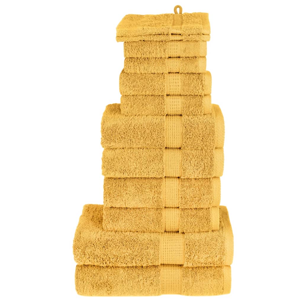 SOLMERE 12 Piece Premium Towel Set Gold 600 gsm