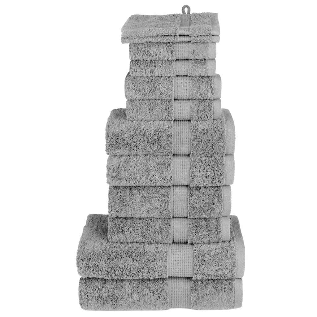 SOLMERE 12 Piece Premium Towel Set Grey 600 gsm