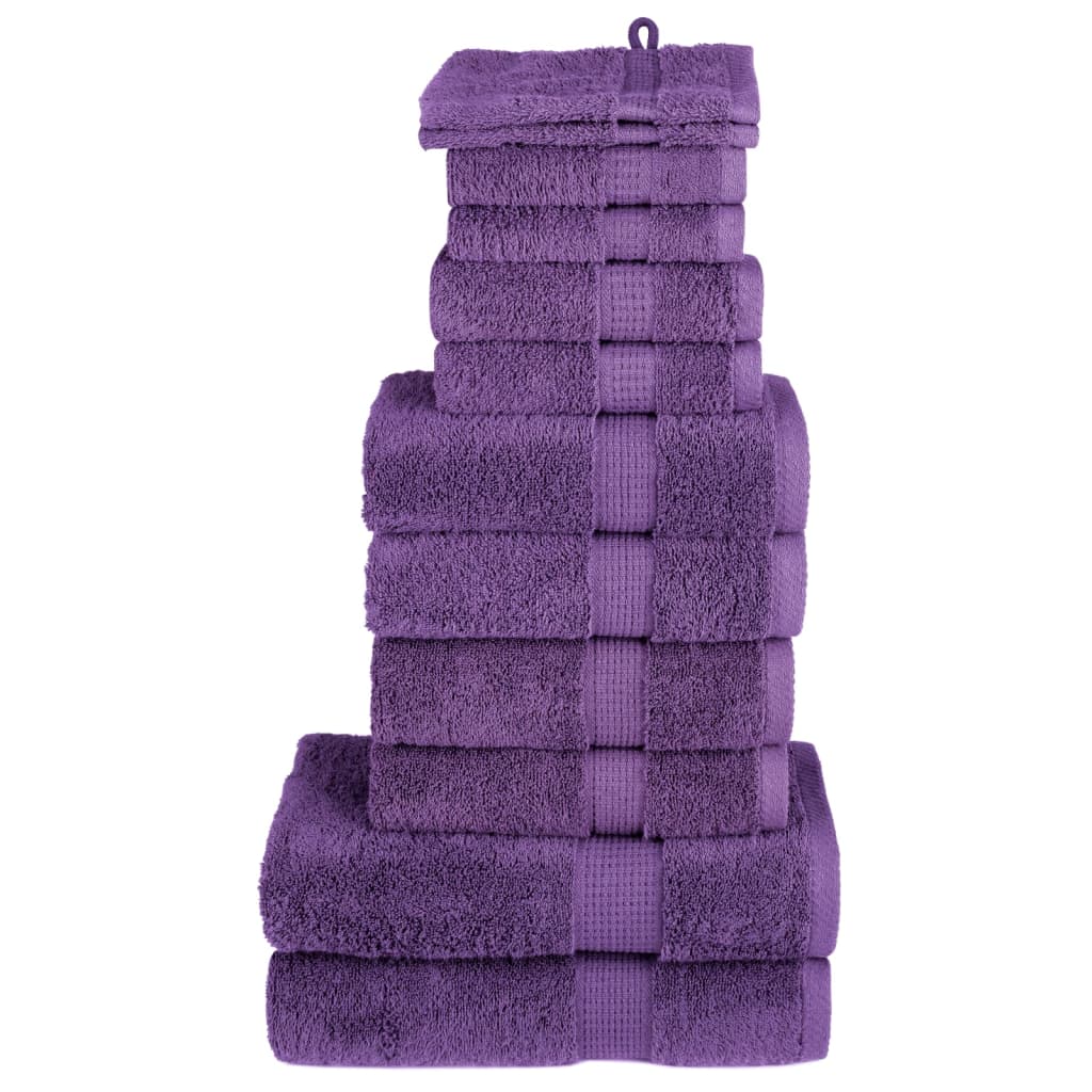 SOLMERE 12 Piece Premium Towel Set Purple 600 gsm