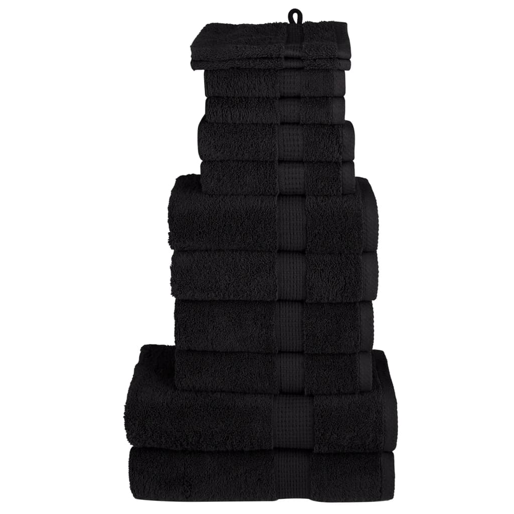 SOLMERE 12 Piece Premium Towel Set Black 600 gsm