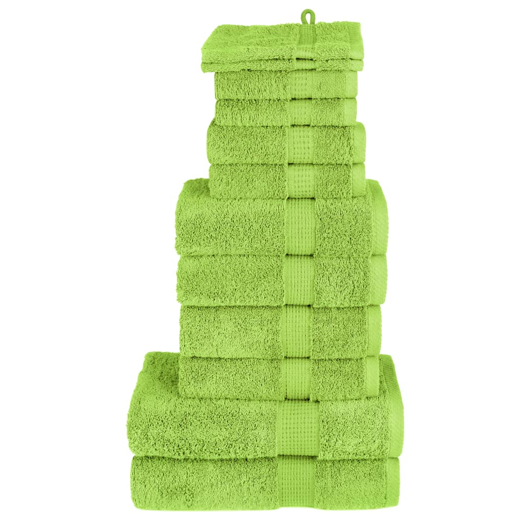 SOLMERE 12 Piece Premium Towel Set Green 600 gsm