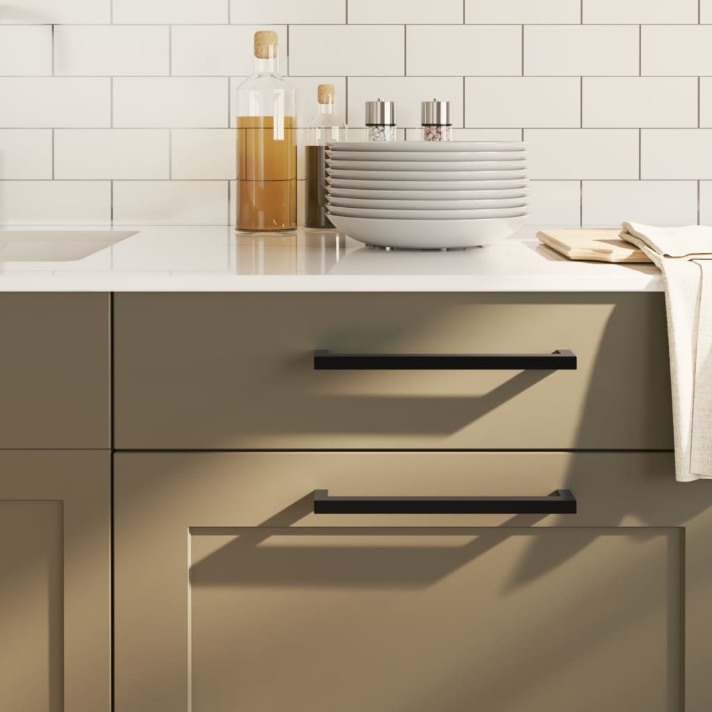 Cabinet Handles 10 Pcs Black 224mm Stainless Steel
