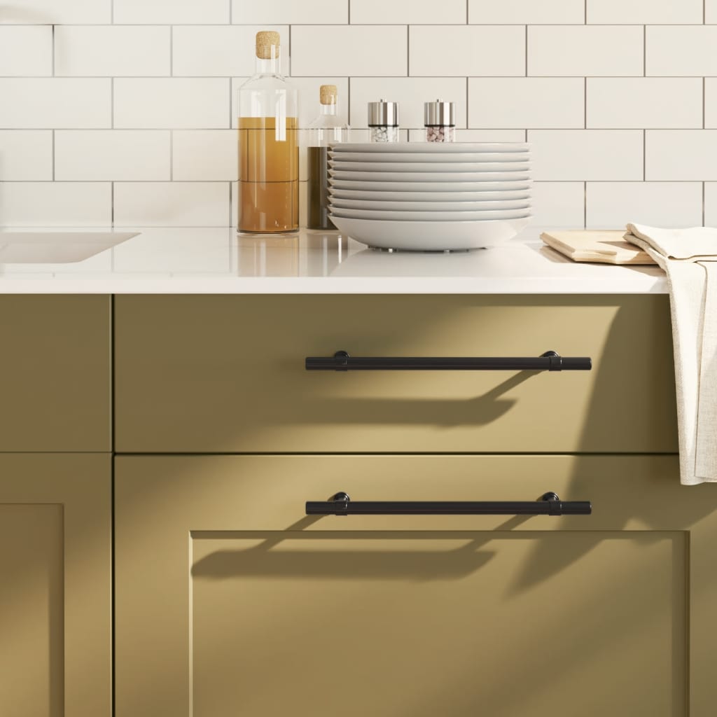 Cabinet Handles 10 Pcs Black 192mm Stainless Steel