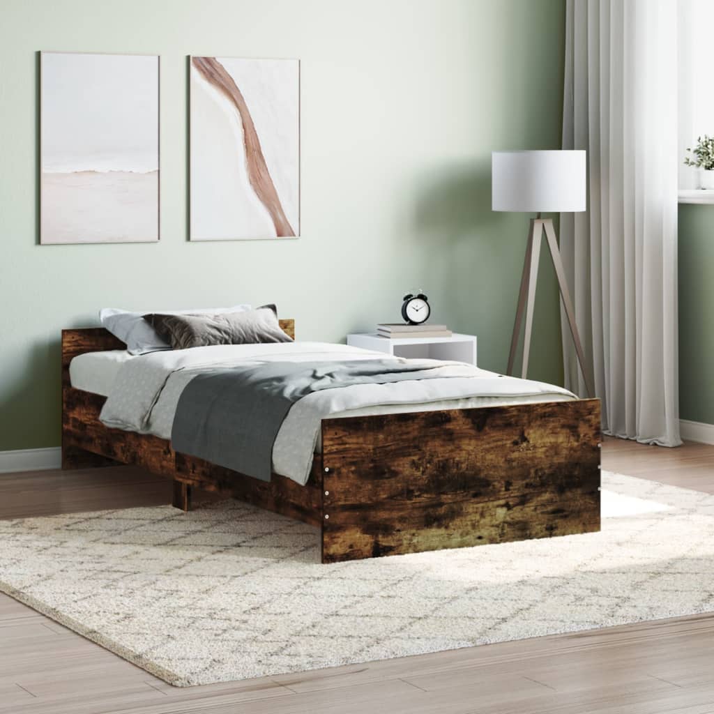 Bed Frame Smoked Oak 100x200 cm Engineered Wood