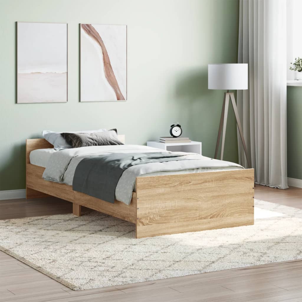 Bed Frame Sonoma Oak 90x190 cm Single Engineered Wood