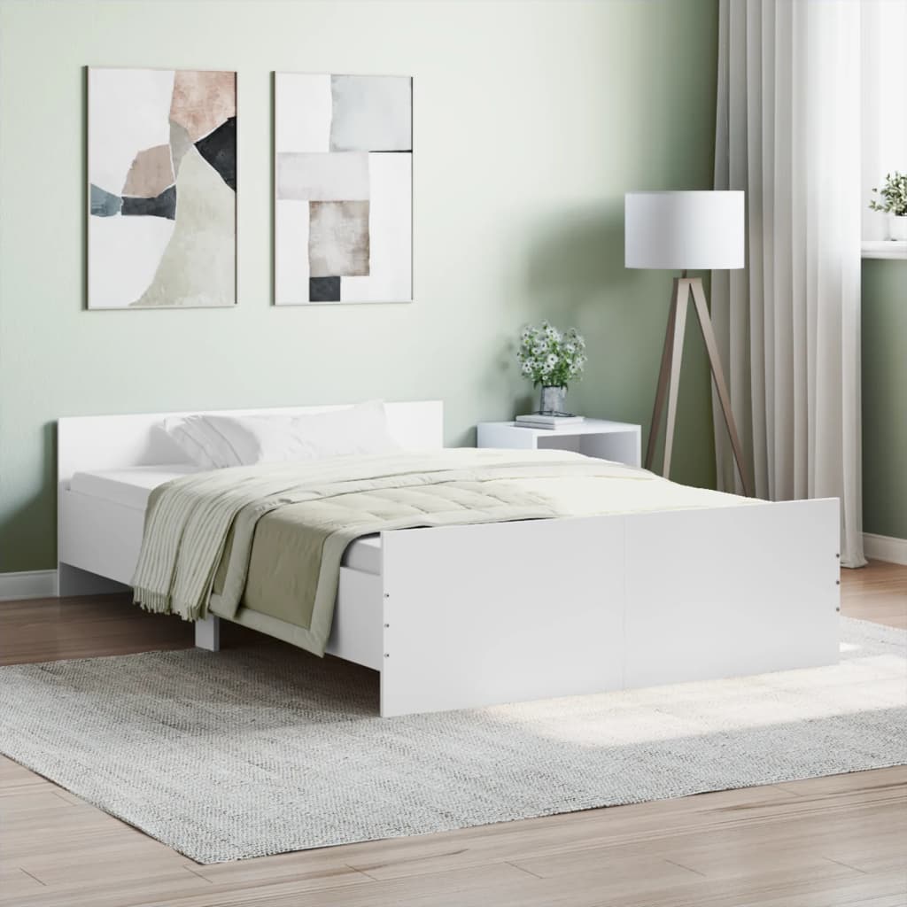 Bed Frame with Headboard and Footboard White 120x190 cm Small Double