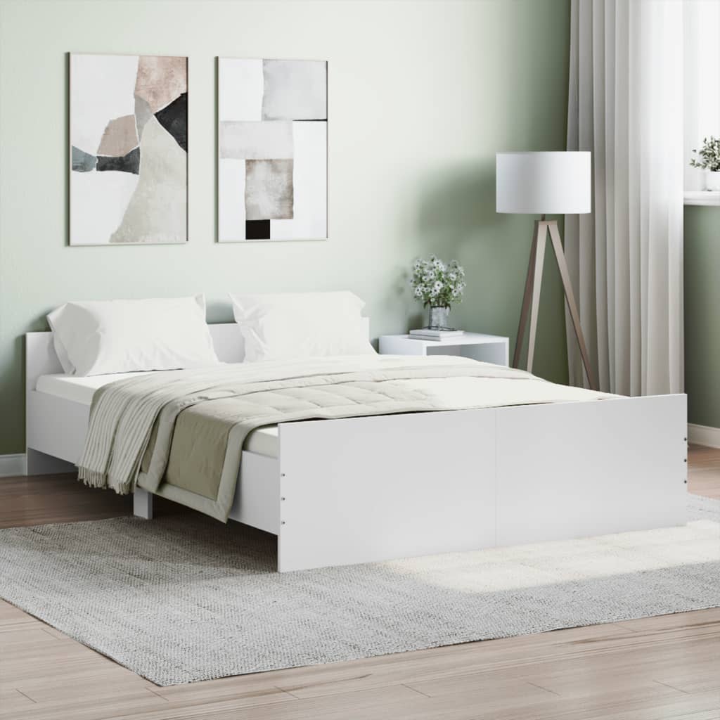 Bed Frame with Headboard and Footboard White 135x190 cm Double