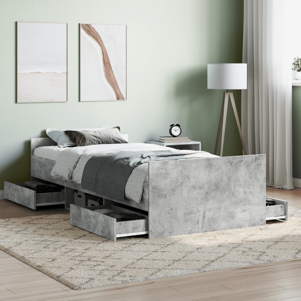 Bedframe Concrete Grey 100x200cm