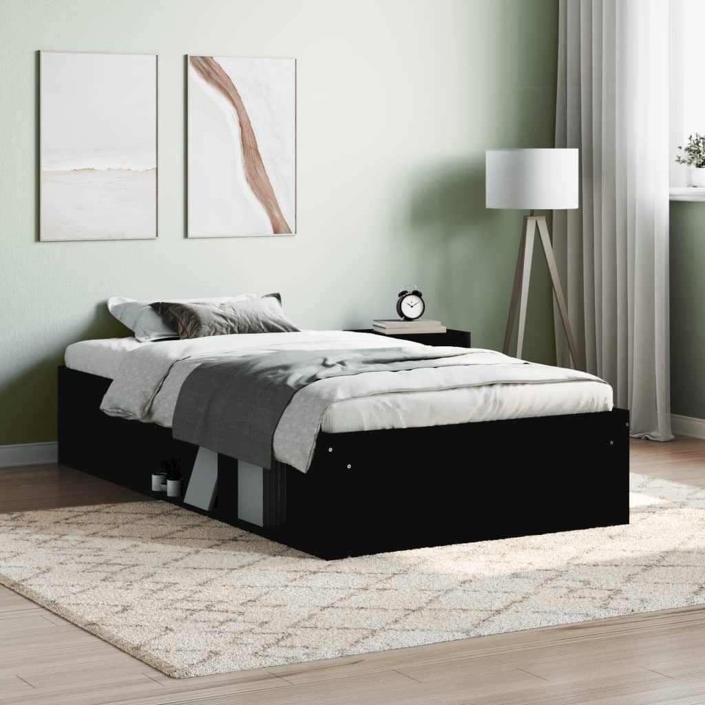 Bed Frame Black 90x190 cm Single