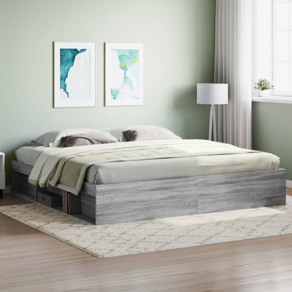 Bed Frame Grey Sonoma 200x200 cm