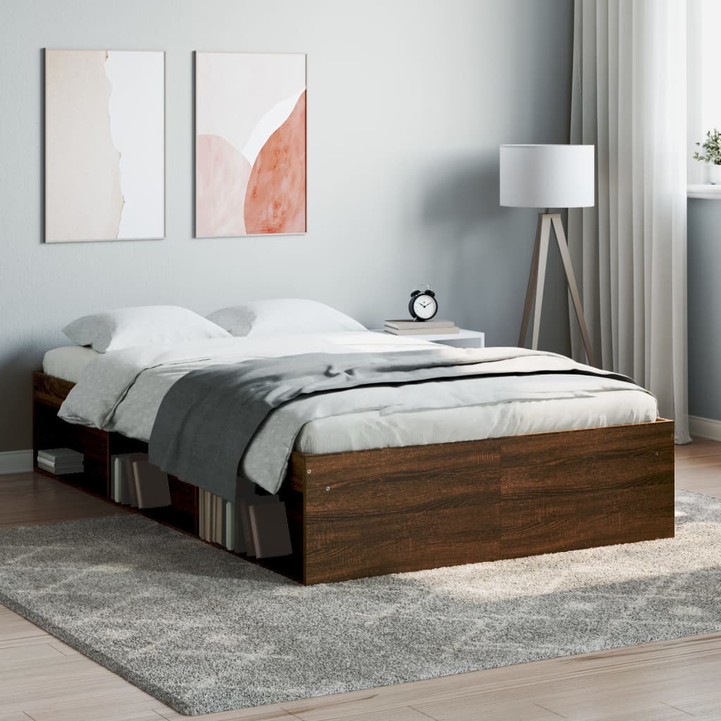 Bed Frame Brown Oak 120x190 cm Small Double