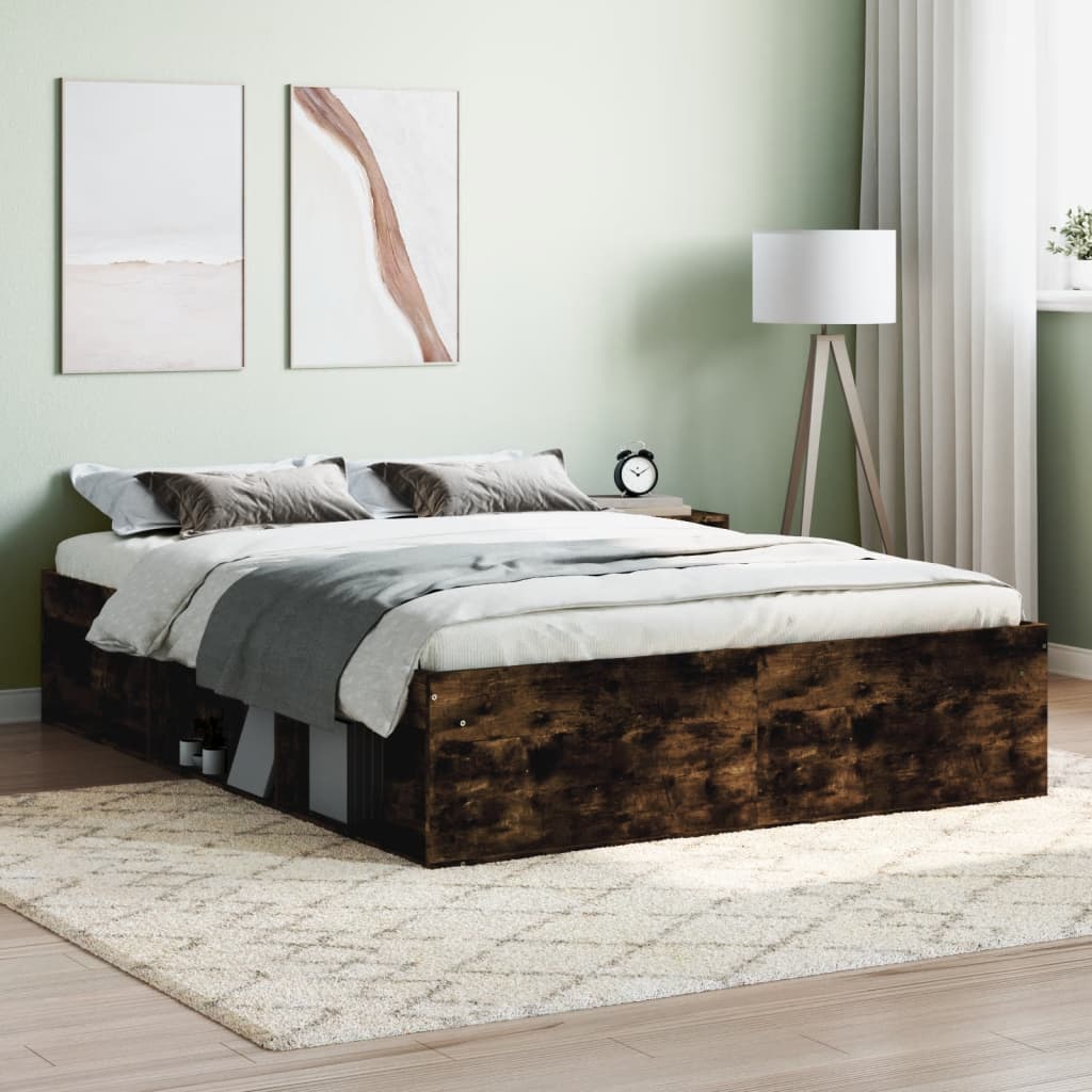 Bed Frame Smoked Oak 135x190 cm Double