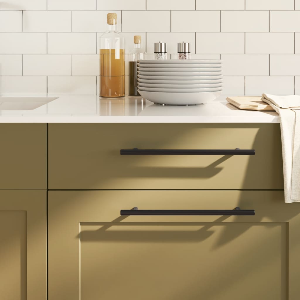 Cabinet Handles 5 Pcs Black 224mm Stainless Steel
