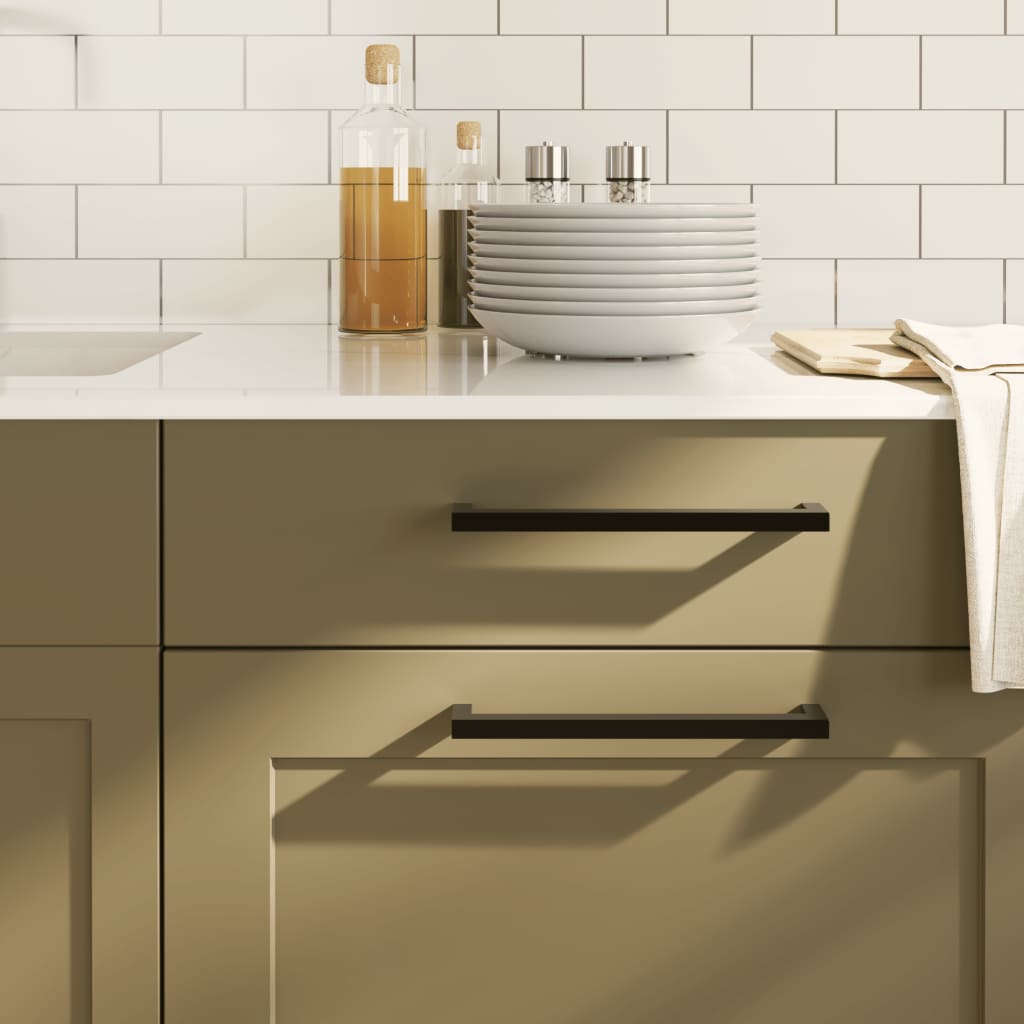 Cabinet Handles 5 Pcs Black 224mm Stainless Steel