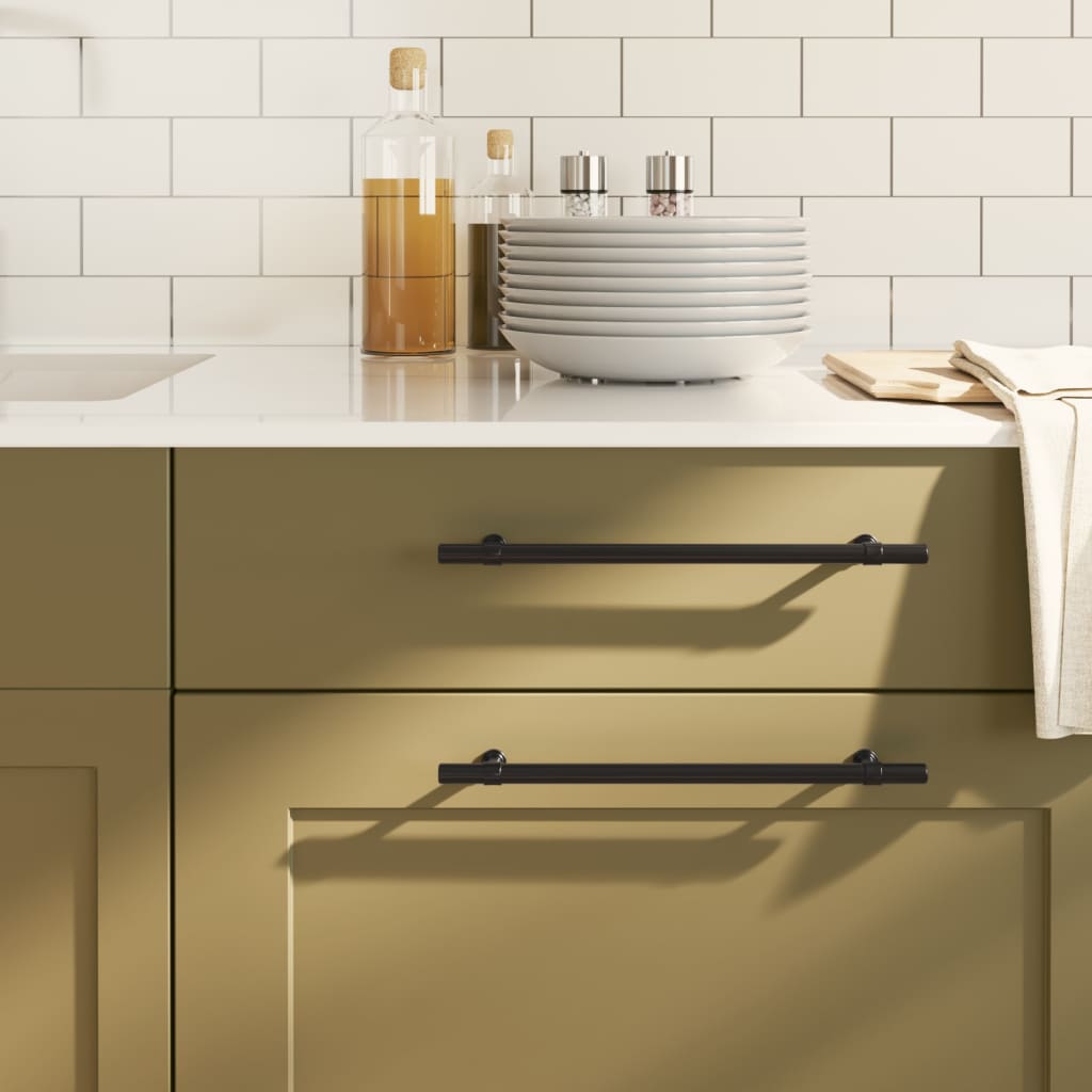 Cabinet Handles 5 Pcs Black 224mm Stainless Steel
