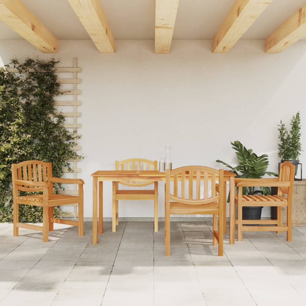 5 Pcs Garden Dining Set Solid Wood Teak