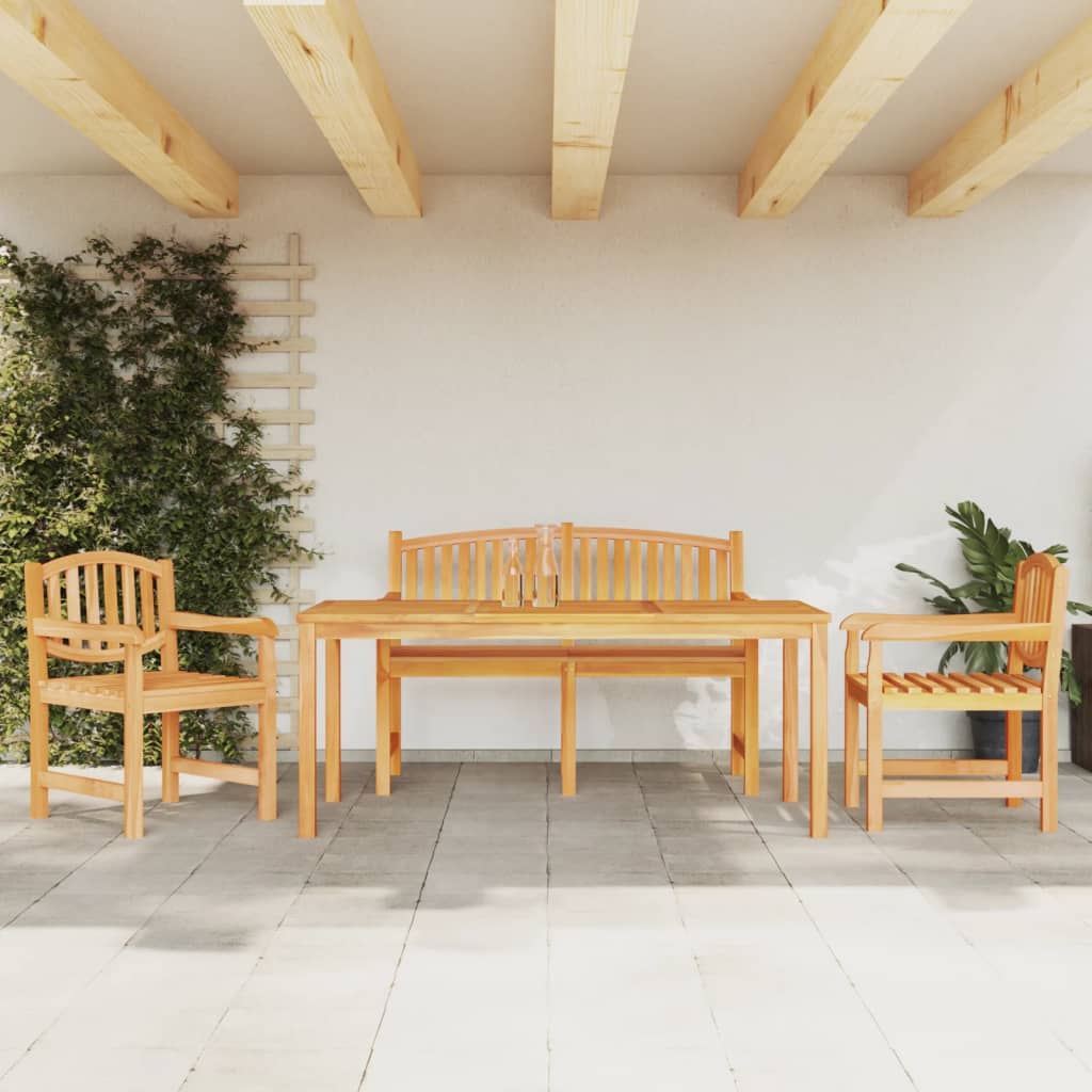 4 Pcs Garden Dining Set Solid Wood Teak