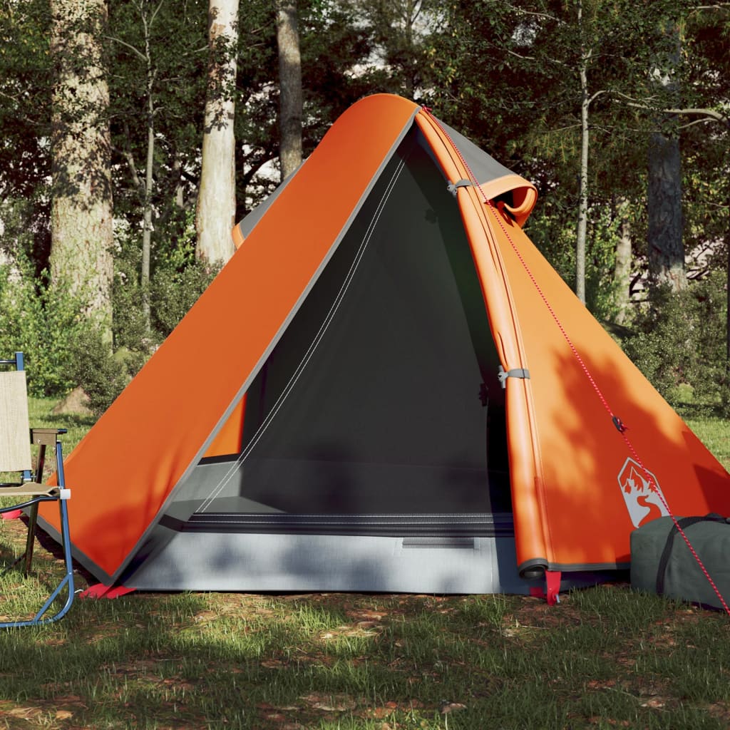 Camping Tent 2 Persons Grey&Orange 267x154x117 cm 185T Taffeta