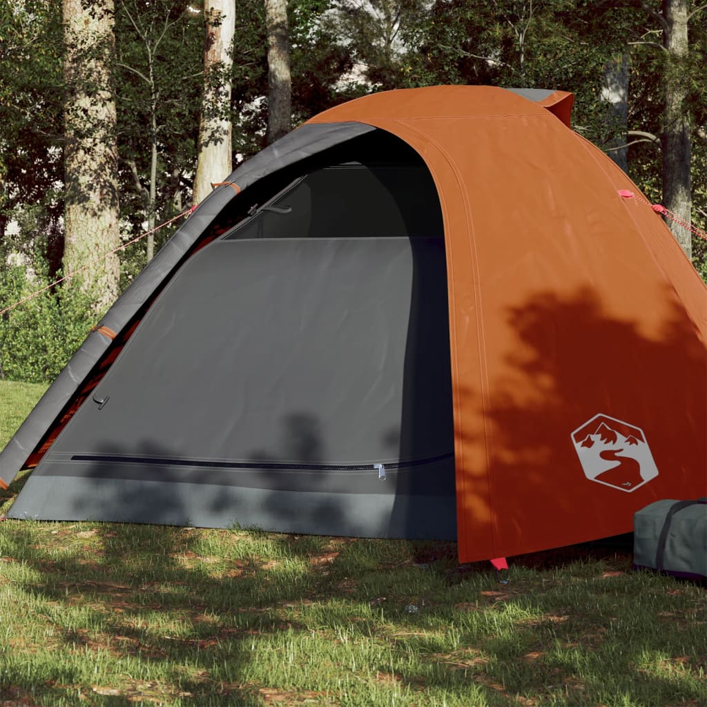 Camping Tent 4 Persons Grey&Orange 267x272x145 cm 185T Taffeta