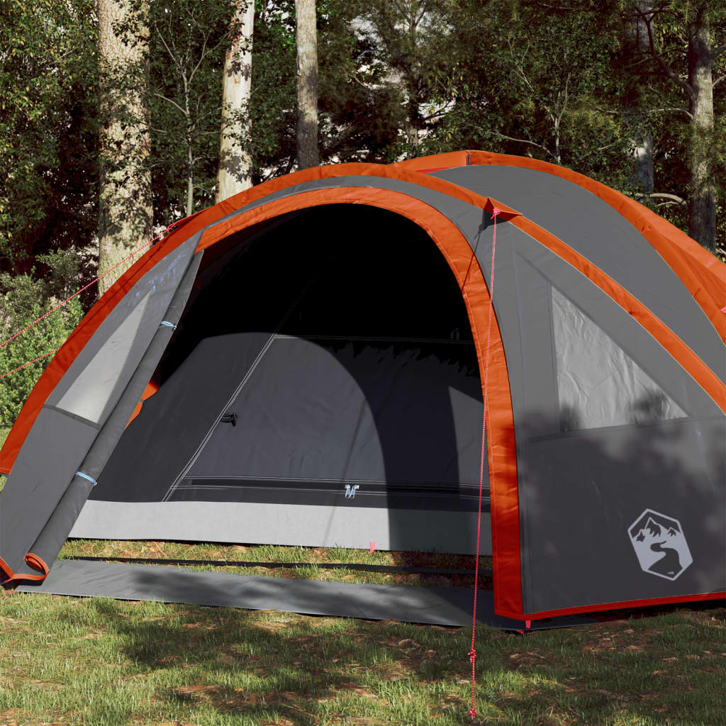 Camping Tent 4 Persons Grey&Orange 300x250x132 cm 185T Taffeta