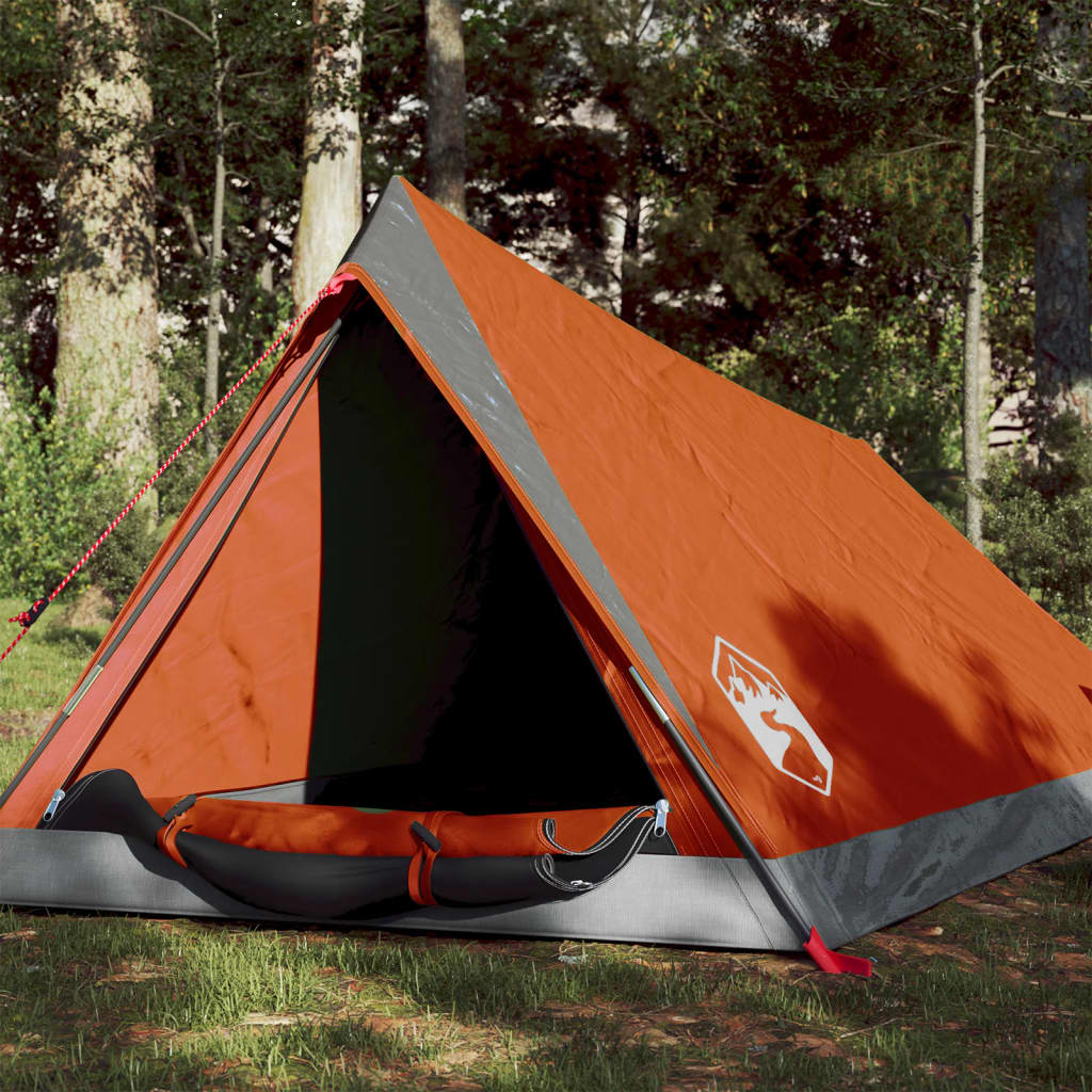 Camping Tent 2 Persons Grey&Orange 200x120x88/62 cm 185T Taffeta