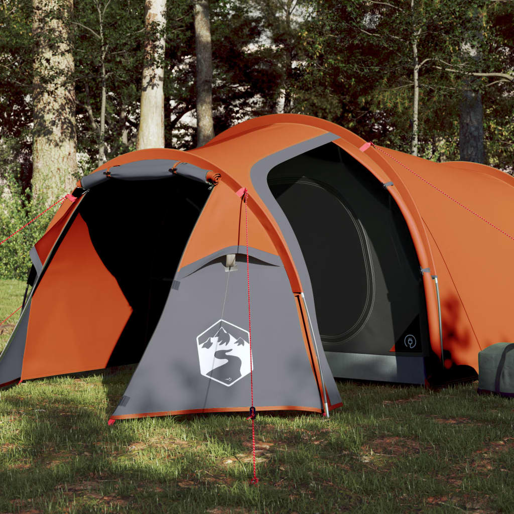 Camping Tent 4 Persons Grey&Orange 360x135x105 cm 185T Taffeta