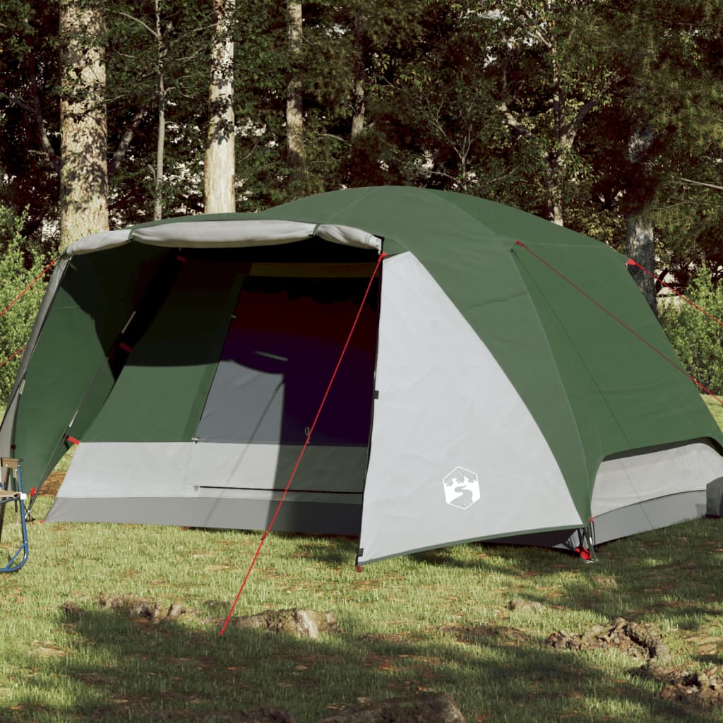 Camping Tent 6 Persons Green 412x370x190 cm 190T Taffeta
