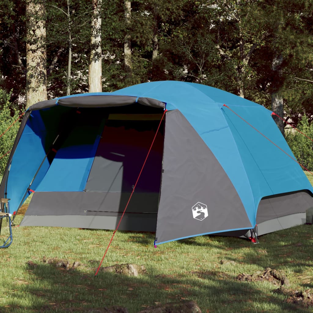Camping Tent 6 Persons Blue 412x370x190 cm 190T Taffeta