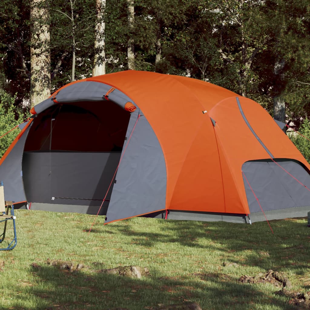 Camping Tent 8 Persons Grey&Orange 360x430x195 cm 190T Taffeta