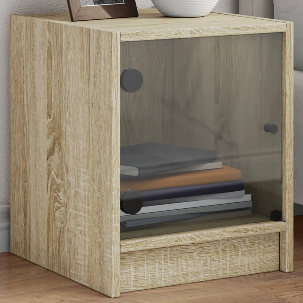Bedside Table - LINDEN 2 Piece Nightstand Sonoma Oak 35cm