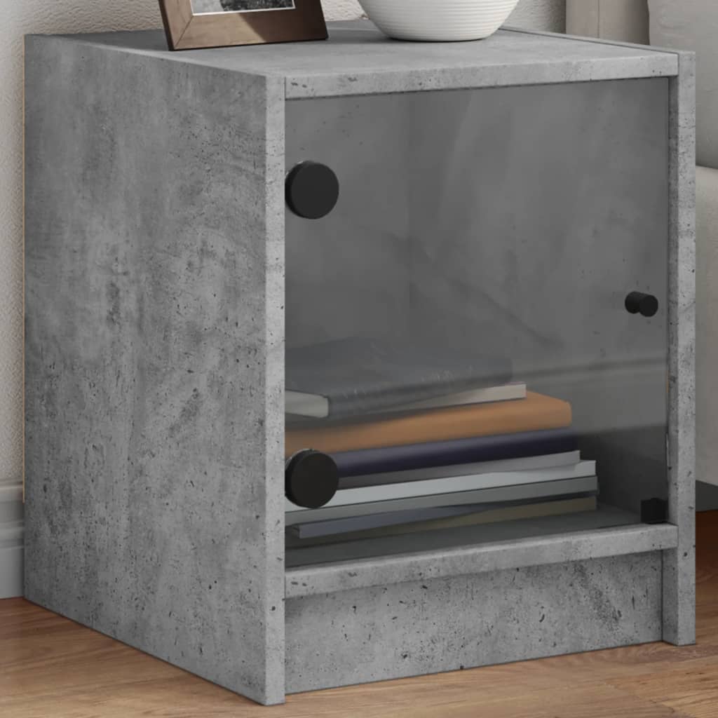 Bedside Table - LINDEN 2 Piece Nightstand Concrete Grey 35cm