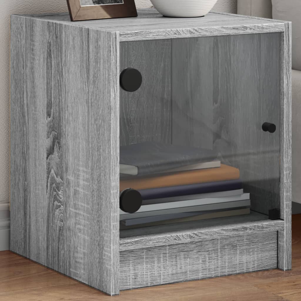 Bedside Table - LINDEN 2 Piece Nightstand Grey Sonoma 35cm