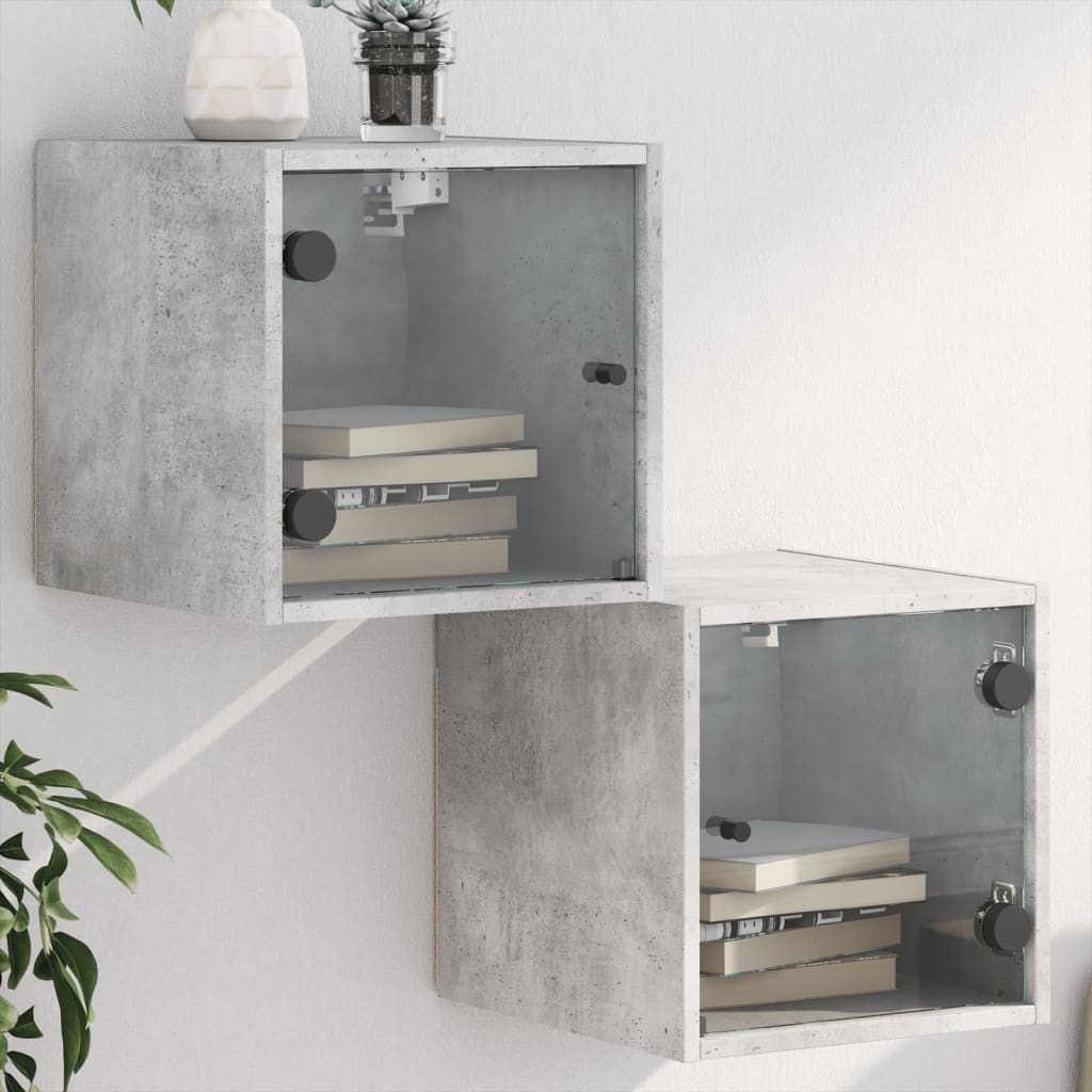 Bedside Table - MAPLE 2 Piece Nightstand Concrete Grey 35cm