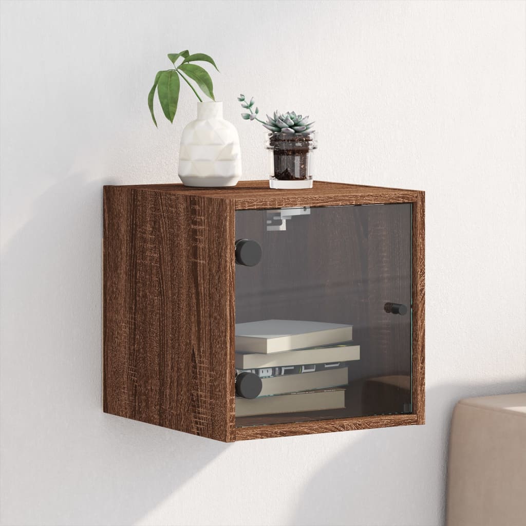 Bedside Table - MARION Nightstand Brown Oak 35cm