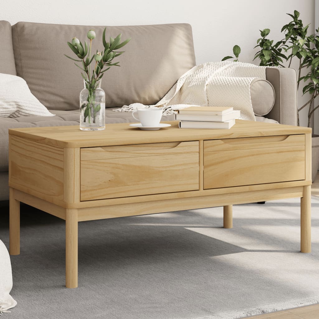 Coffee Table FLORO Wax Brown 99x55.5x45 cm Solid Pine Wood