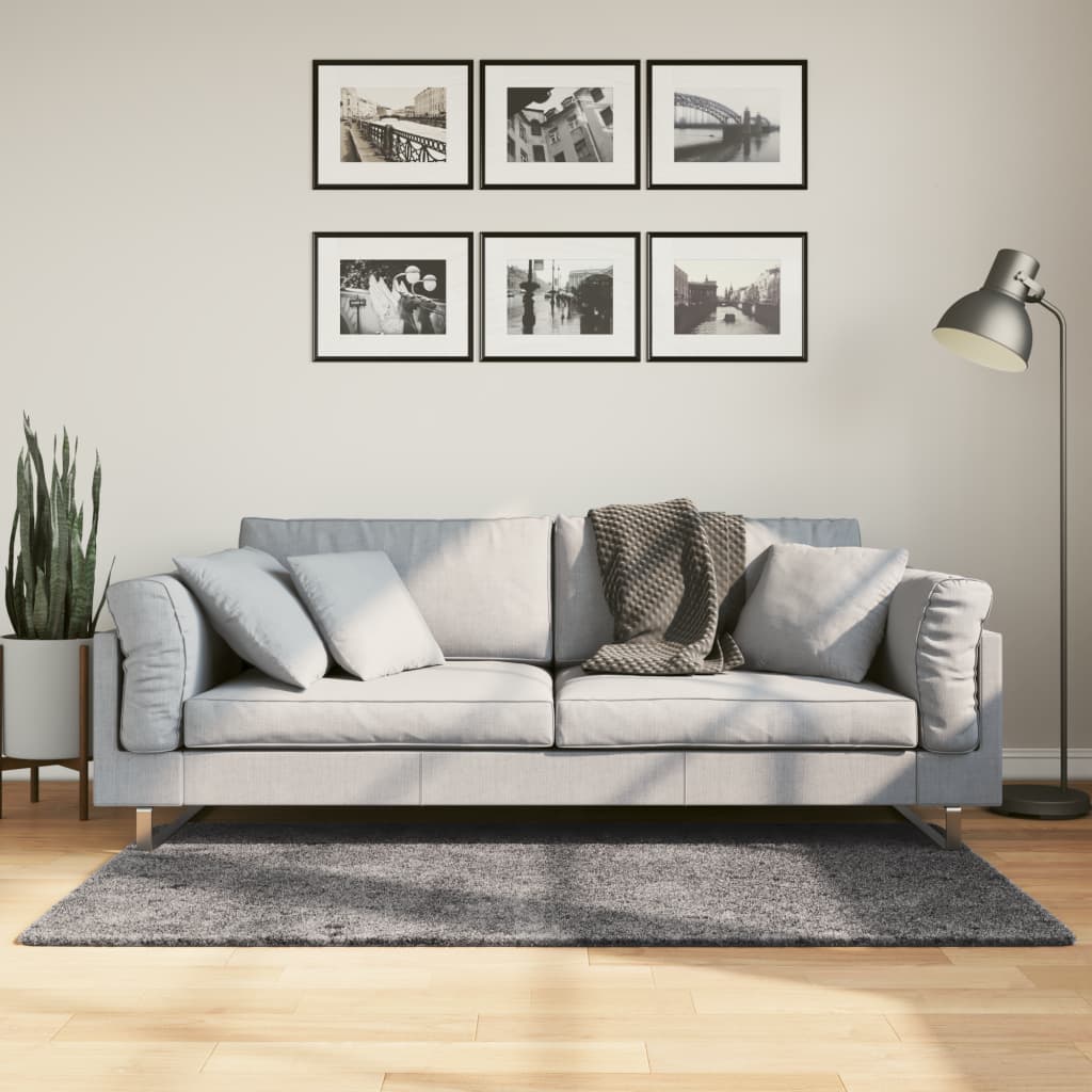 Rug Short Pile Soft and Washable Anthracite 80x150cm