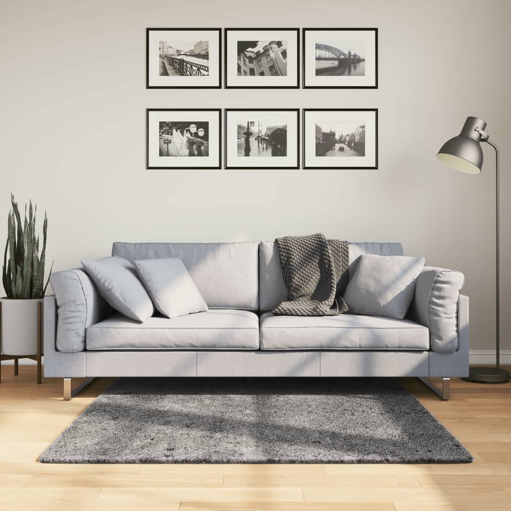 Rug Short Pile Soft and Washable Anthracite 120x120cm