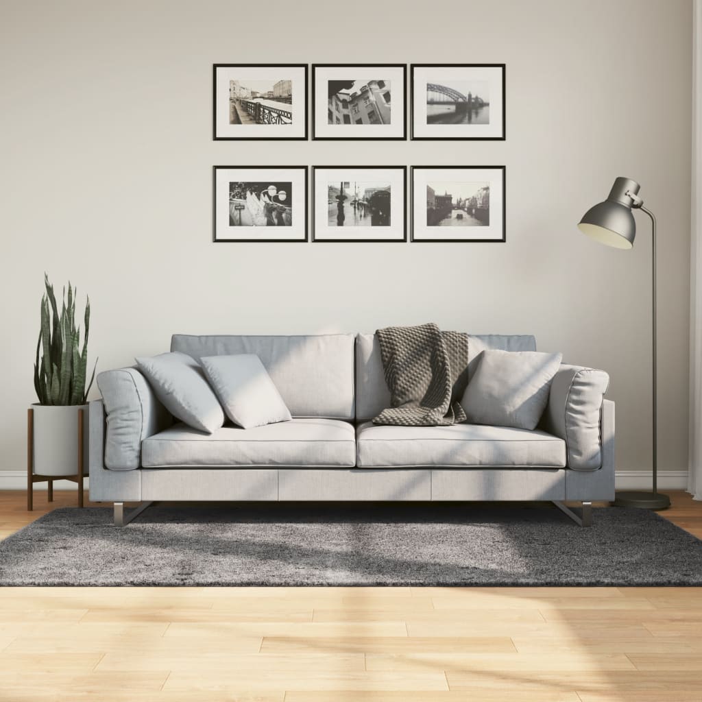 Rug Short Pile Soft and Washable Anthracite 120x170cm
