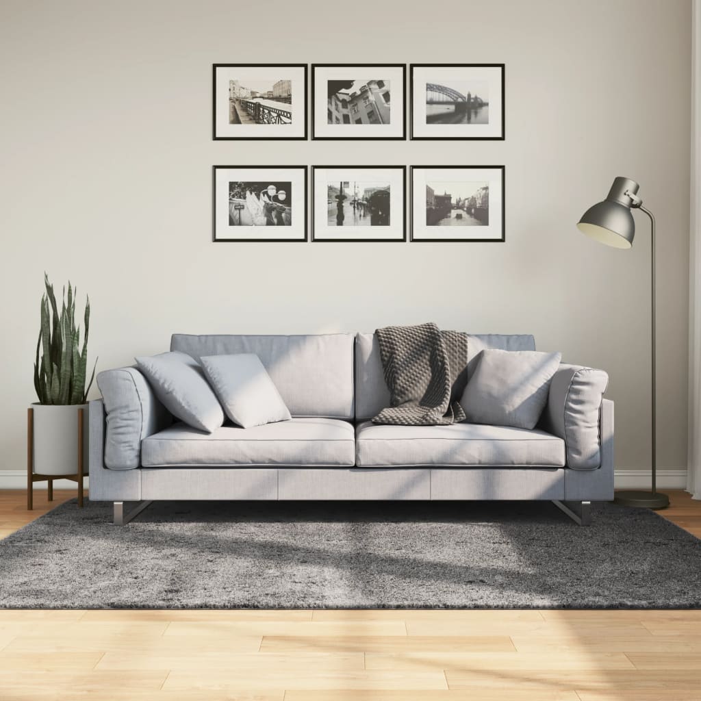 Rug Short Pile Soft and Washable Anthracite 140x200cm