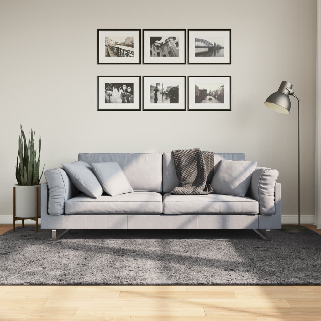 Rug Short Pile Soft and Washable Anthracite 160x230cm