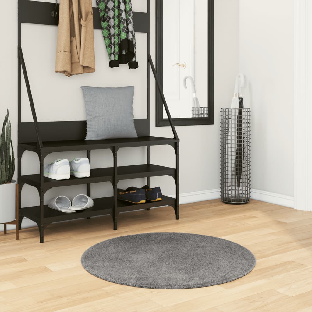 Rug Short Pile Soft and Washable Anthracite 80cm