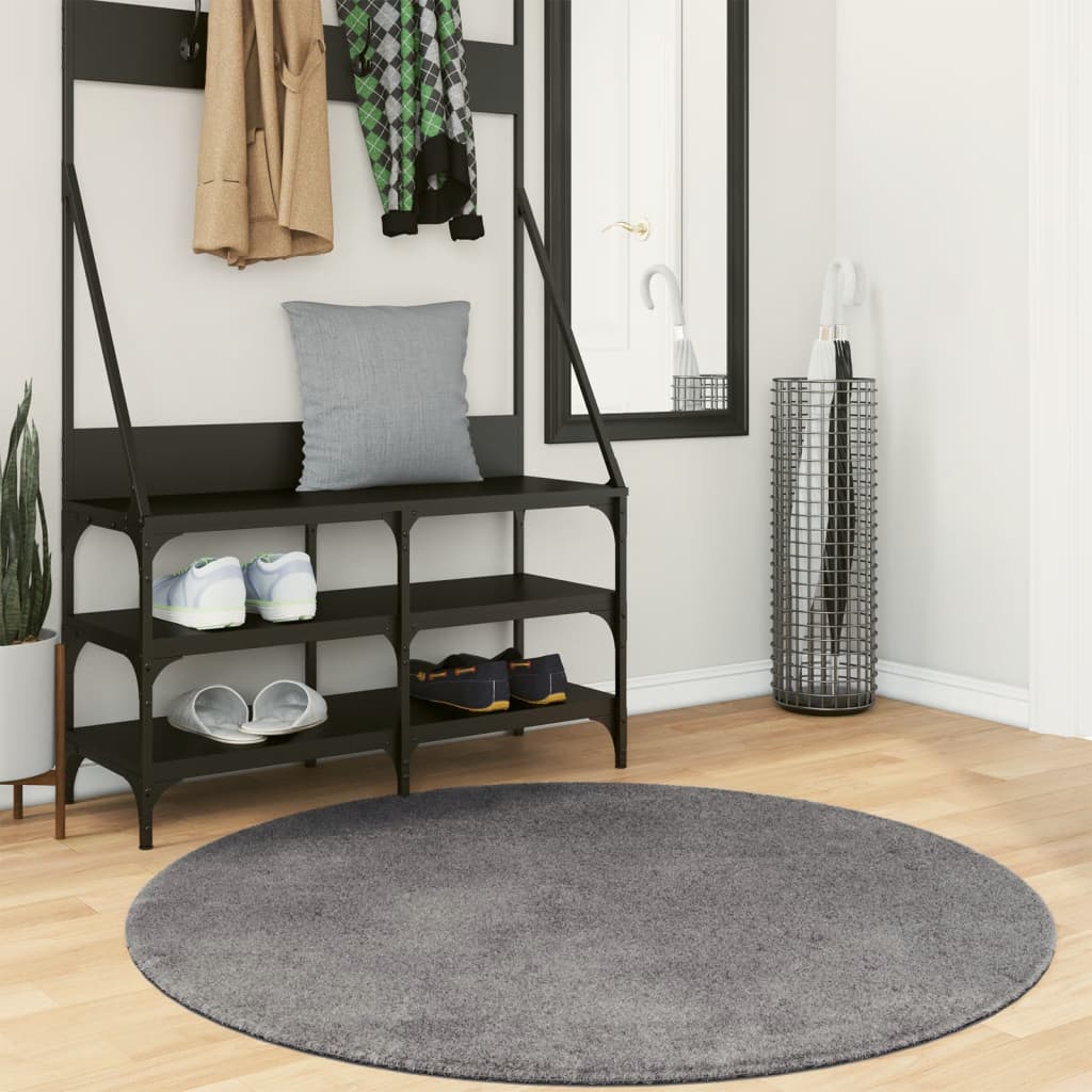 Rug Short Pile Soft and Washable Anthracite 120cm