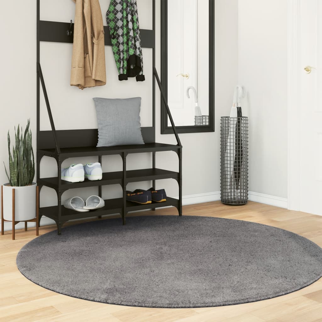 Rug Short Pile Soft and Washable Anthracite 160cm
