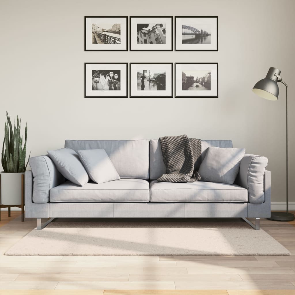 Rug Short Pile Soft and Washable Beige 80x150cm