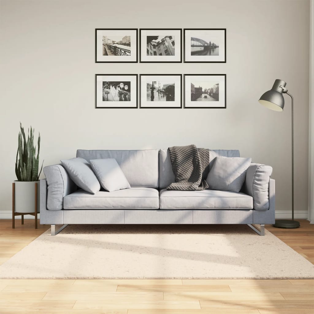 Rug Short Pile Soft and Washable Beige 160x160cm