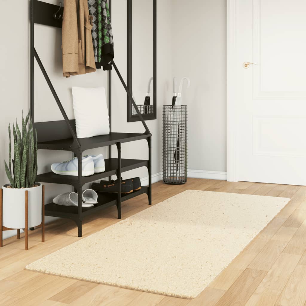 Rug Short Pile Soft and Washable Cream 80x200cm