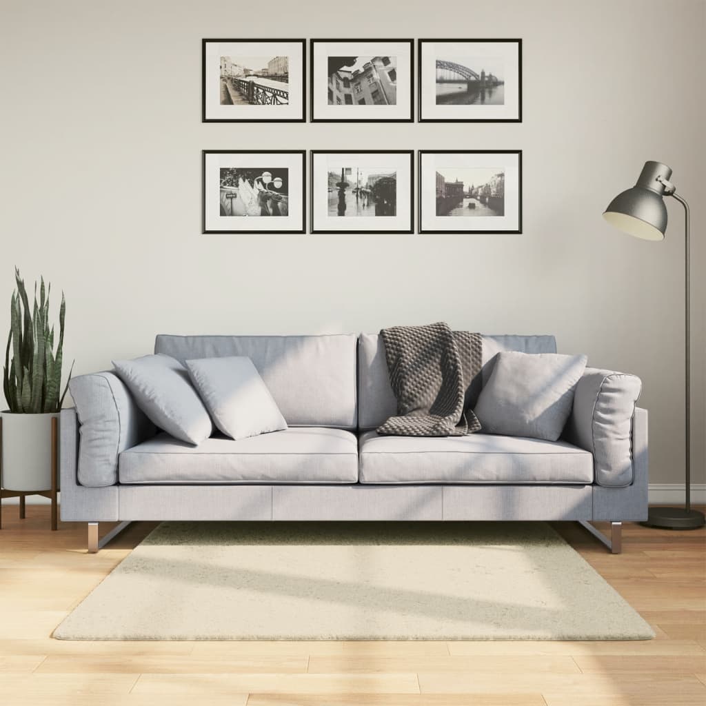 Rug Short Pile Soft and Washable Cream 120x120cm