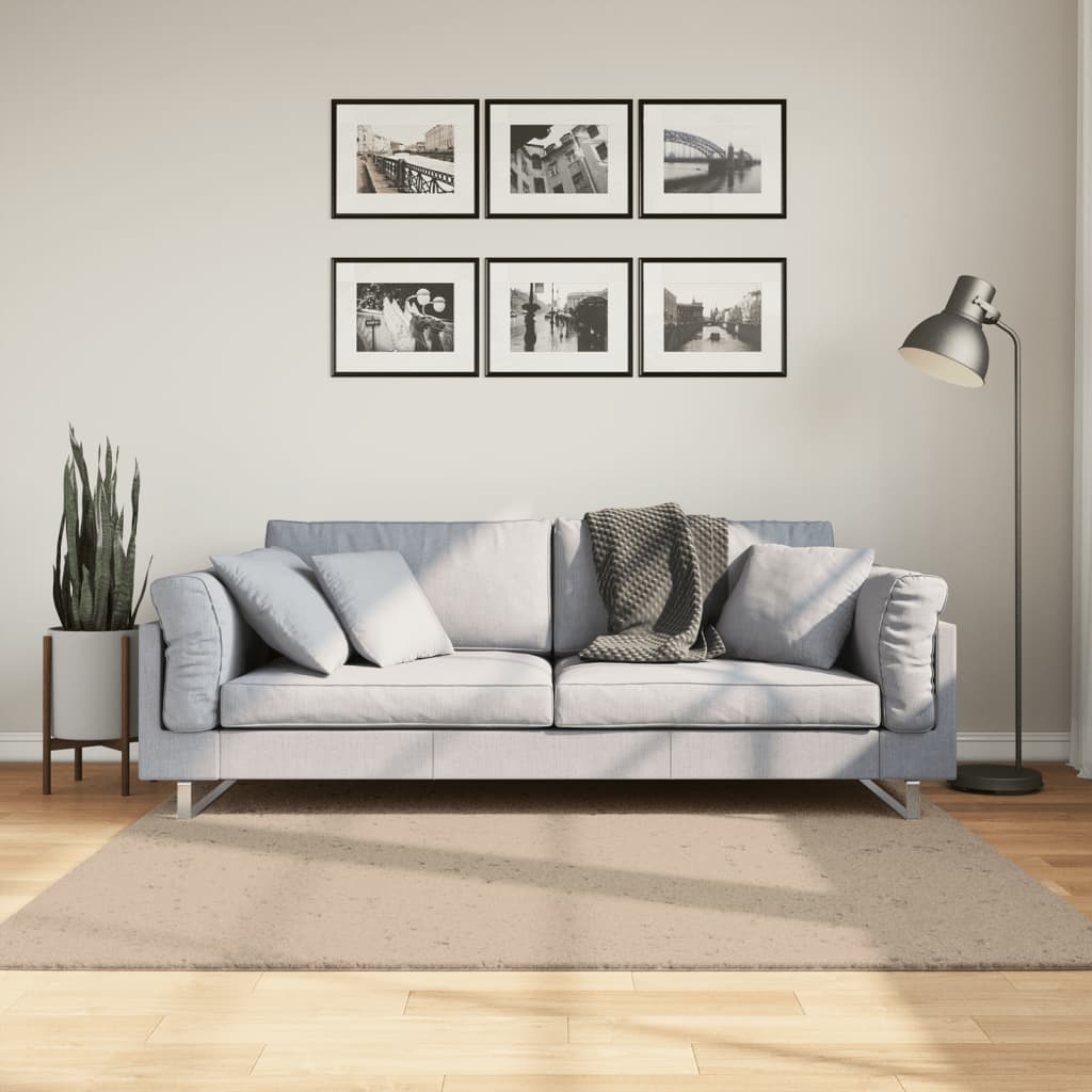 Rug Short Pile Soft and Washable Sand 160x160cm